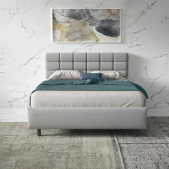 Garnero Arredamenti Letti Matrimoniali|Letti Matrimoniali-Letto contenitore matrimoniale 160x195 imbottito tessuto grigio Supreme Sleep Tessuto Lycra Grigio