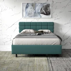 Garnero Arredamenti Letti Matrimoniali|Letti Matrimoniali-Letto contenitore matrimoniale 160x195cm imbottito tessuto petrolio Supreme Sleep Tessuto Lycra Petrolio