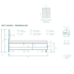 Garnero Arredamenti Letti Matrimoniali|Letti Matrimoniali-Letto contenitore matrimoniale 160x195cm imbottito tessuto petrolio Supreme Sleep Tessuto Lycra Petrolio