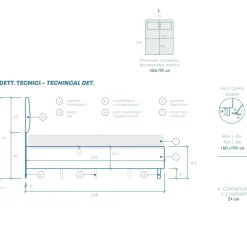 Garnero Arredamenti Letti Matrimoniali|Letti Matrimoniali-Letto contenitore matrimoniale 160x195cm imbottito tessuto verde salvia DreamLift Tessuto Woven Verde Salvia