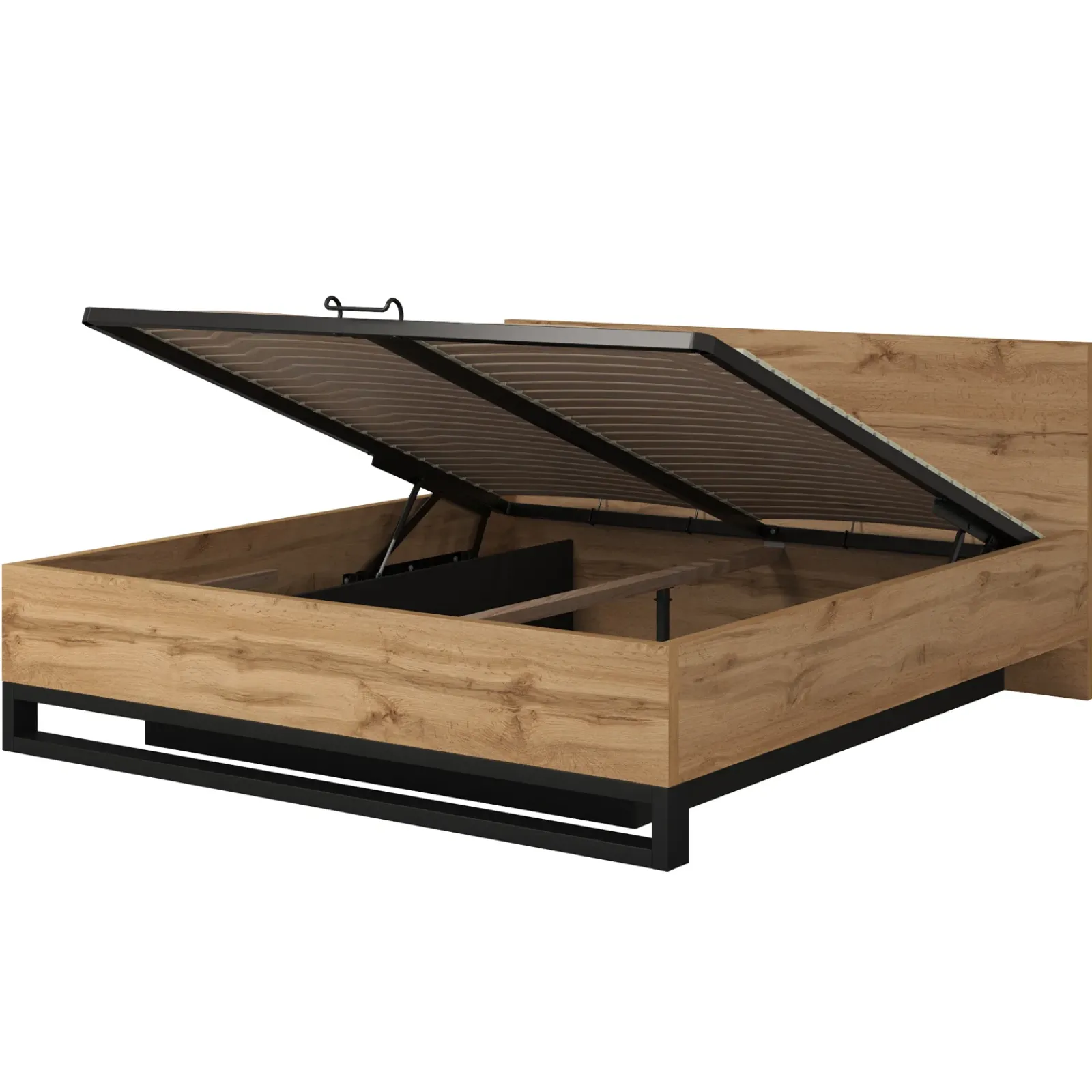 Garnero Arredamenti Letti Oversize-Letto contenitore matrimoniale oversize 180x200cm rovere metallo nero Petra