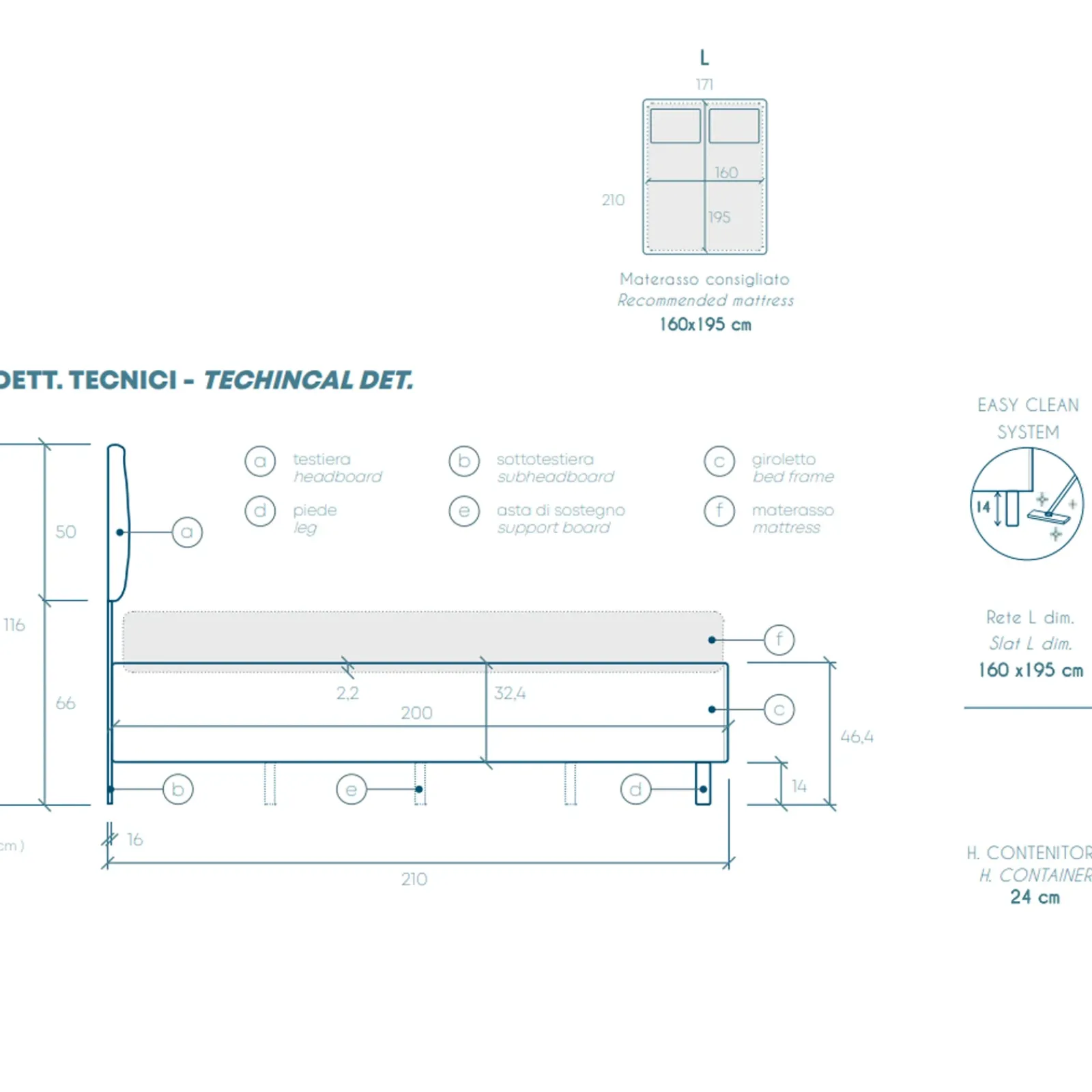 Garnero Arredamenti Letti Matrimoniali|Letti Matrimoniali-Letto contenitore matrimoniale 160x195 imbottito tessuto antracite LuxeSleep Tessuto Lycra Antracite