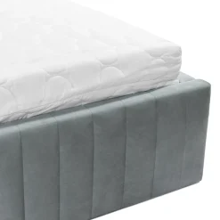 Garnero Arredamenti Letti Matrimoniali|Letti Matrimoniali-Letto contenitore matrimoniale 160x200 imbottito velluto grigio Poffi Tessuto Vellutato Lucido Grigio
