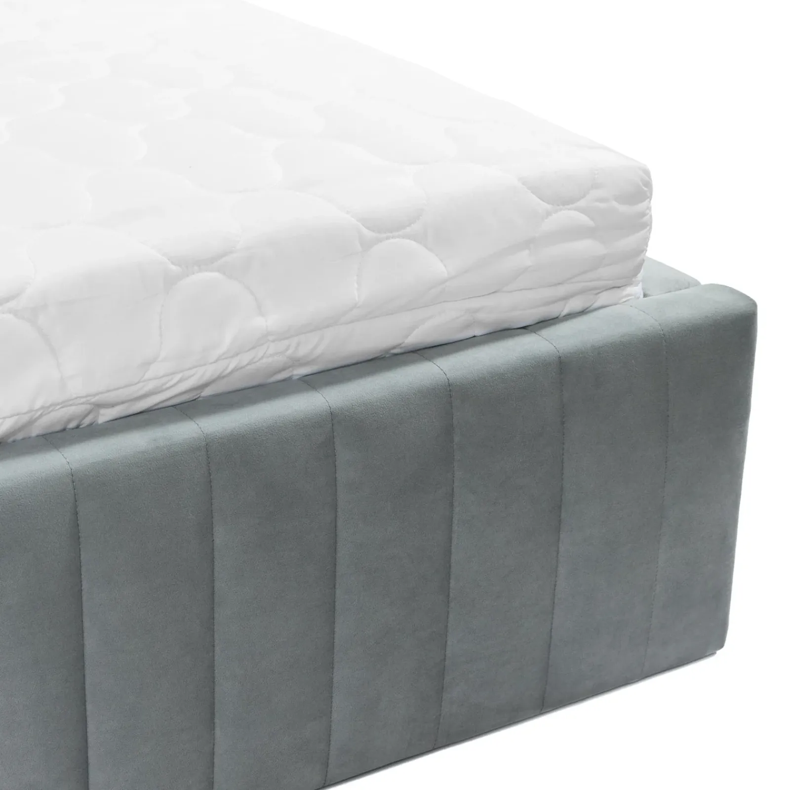 Garnero Arredamenti Letti Matrimoniali|Letti Matrimoniali-Letto contenitore matrimoniale 160x200 imbottito velluto grigio Poffi Tessuto Vellutato Lucido Grigio