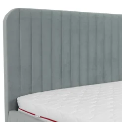 Garnero Arredamenti Letti Matrimoniali|Letti Matrimoniali-Letto contenitore matrimoniale 160x200 imbottito velluto grigio Poffi Tessuto Vellutato Lucido Grigio