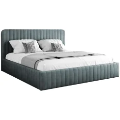 Garnero Arredamenti Letti Oversize-Letto contenitore matrimoniale oversize 180x200 imbottito velluto grigio scuro Poffi Tessuto Vellutato Lucido Grigio Scuro