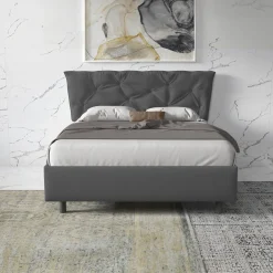 Garnero Arredamenti Letti Matrimoniali|Letti Matrimoniali-Letto contenitore matrimoniale 160x195 imbottito tessuto antracite DreamSpace Tessuto Woven Antracite