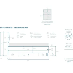 Garnero Arredamenti Letti Matrimoniali|Letti Matrimoniali-Letto contenitore matrimoniale 160x195 imbottito tessuto antracite DreamSpace Tessuto Woven Antracite