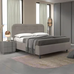 Garnero Arredamenti Letti Matrimoniali|Letti Matrimoniali-Letto contenitore matrimoniale 160x195cm imbottito tessuto tortora DreamLift Tessuto Woven Tortora