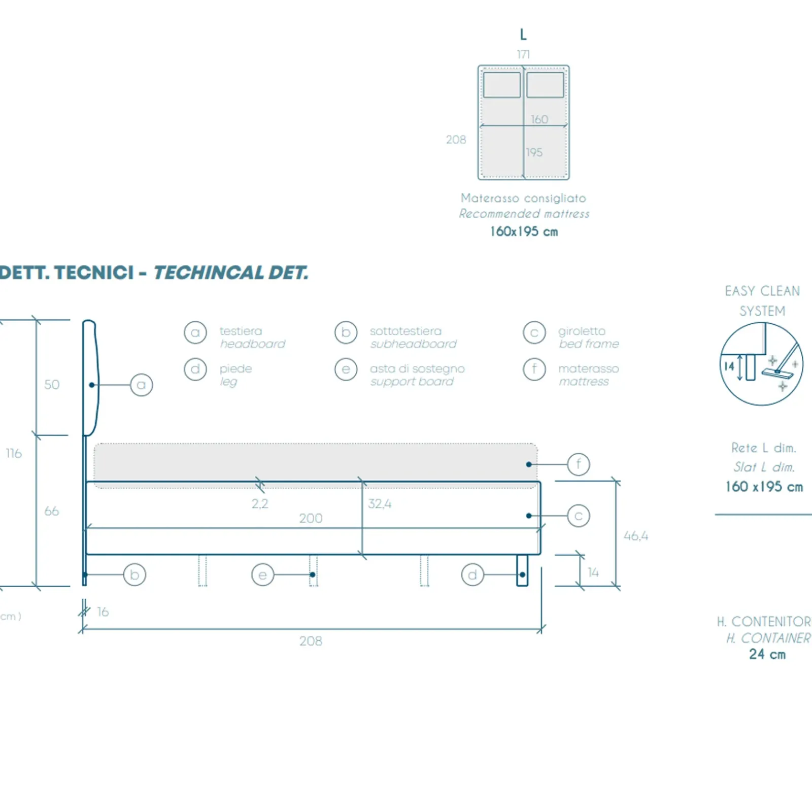 Garnero Arredamenti Letti Matrimoniali|Letti Matrimoniali-Letto contenitore matrimoniale 160x195cm imbottito tessuto tortora DreamLift Tessuto Woven Tortora