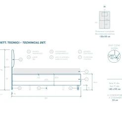 Garnero Arredamenti Letti Piazza E Mezza|Letti Per Bambini E Ragazzi-Letto contenitore una piazza e mezza 120x195 imbottito tessuto blu LuxeSleep Tessuto Lycra Blu