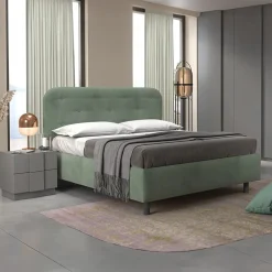Garnero Arredamenti Letti Piazza E Mezza|Letti Per Bambini E Ragazzi-Letto contenitore una piazza e mezza 120x195cm imbottito tessuto verde salvia DreamLift Tessuto Woven Verde Salvia