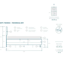 Garnero Arredamenti Letti Piazza E Mezza|Letti Per Bambini E Ragazzi-Letto contenitore una piazza e mezza 120x195cm imbottito tessuto antracite DreamLift Tessuto Woven Antracite
