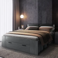 Garnero Arredamenti Letti Matrimoniali|Letti Matrimoniali-Letto matrimoniale con cassettone 160x200cm Cortina Gihome® Ossido