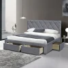 Garnero Arredamenti Letti Matrimoniali|Letti Matrimoniali-Letto matrimoniale con cassettoni 160x200cm grigio nero Galileo