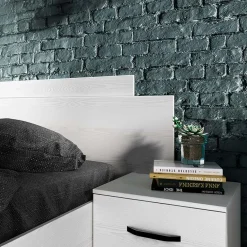 Garnero Arredamenti Letti Matrimoniali|Letti Matrimoniali-Letto matrimoniale con comodini 160x200cm pino bianco Angara