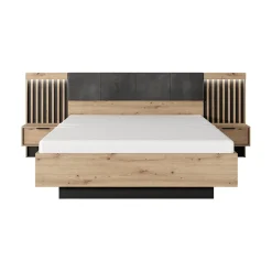 Garnero Arredamenti Letti Matrimoniali|Letti Matrimoniali-Letto matrimoniale contenitore 160x200cm rovere antracite Rubik