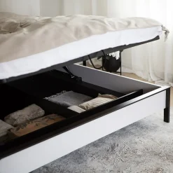 Garnero Arredamenti Letti Matrimoniali|Letti Matrimoniali-Letto matrimoniale contenitore 160x200cm con LED e presa USB-C grigio nero rovere Luna