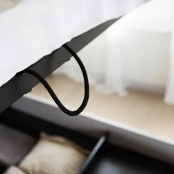 Garnero Arredamenti Letti Matrimoniali|Letti Matrimoniali-Letto matrimoniale contenitore 160x200cm con LED e presa USB-C grigio nero rovere Luna