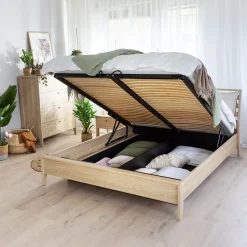 Garnero Arredamenti Letti Matrimoniali|Letti Matrimoniali-Letto matrimoniale contenitore 160x200cm rovere Noor