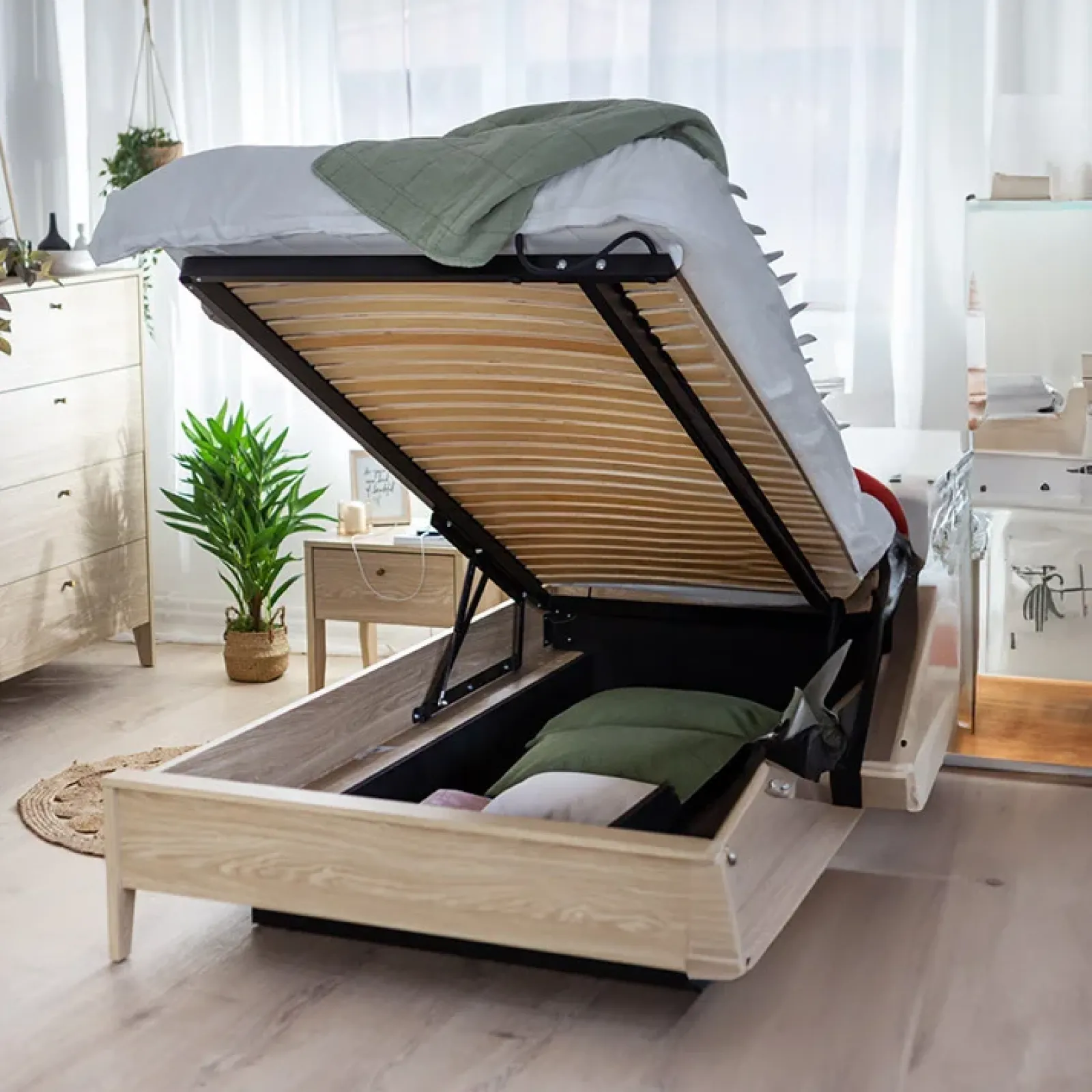 Garnero Arredamenti Letti Matrimoniali|Letti Matrimoniali-Letto matrimoniale contenitore 160x200cm rovere Noor