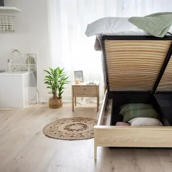 Garnero Arredamenti Letti Matrimoniali|Letti Matrimoniali-Letto matrimoniale contenitore 160x200cm rovere Noor