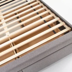 Garnero Arredamenti Letti Matrimoniali|Letti Matrimoniali-Letto matrimoniale in tessuto con cassettoni 160x200cm Mestre Gihome® Grigio