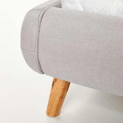 Garnero Arredamenti Letti Matrimoniali|Letti Matrimoniali-Letto matrimoniale in tessuto 160x200cm grigio chiaro legno naturale Pompei Gihome®