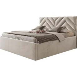 Garnero Arredamenti Letti Oversize-Letto matrimoniale oversize 180x200 cm con rete contenitore imbottito beige Polaris