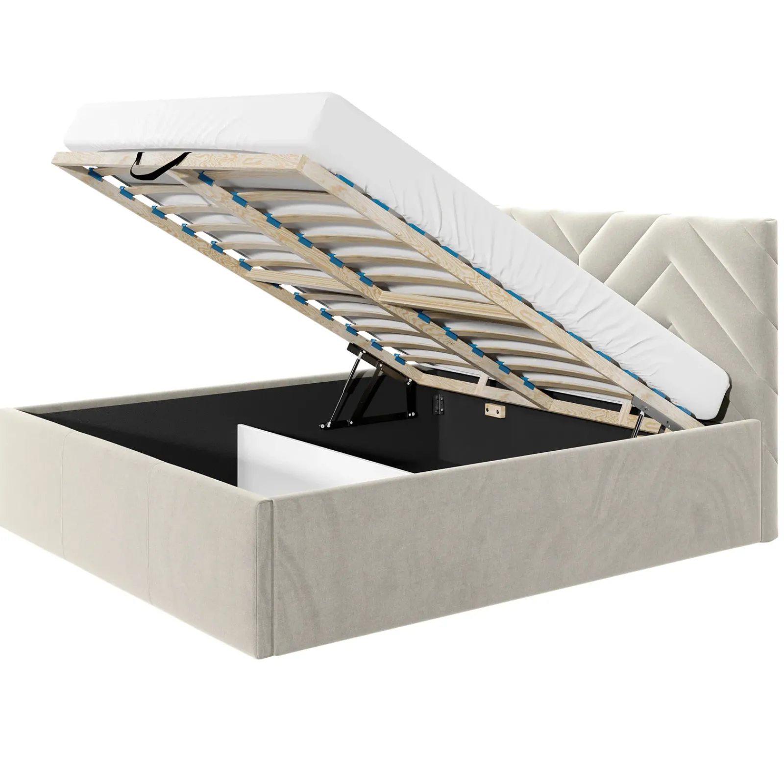 Garnero Arredamenti Letti Oversize-Letto matrimoniale oversize 180x200 cm con rete contenitore imbottito beige Polaris