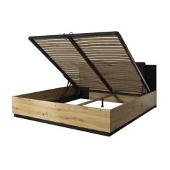 Garnero Arredamenti Letti Oversize-Letto matrimoniale oversize 180x200cm con rete contenitore nero Vulcano Rovere