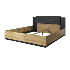 Garnero Arredamenti Letti Oversize-Letto matrimoniale oversize 180x200cm con rete contenitore nero Vulcano Rovere