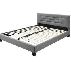 Garnero Arredamenti Letti Matrimoniali|Letti Matrimoniali-Letto matrimoniale 160x200 cm con rete a doghe imbottito grigio chiaro Sonia