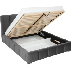 Garnero Arredamenti Letti Matrimoniali|Letti Matrimoniali-Letto matrimoniale 160x200 cm con rete contenitore imbottito grigio scuro Cometa Tessuto Kronos Grigio Scuro