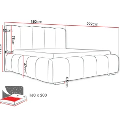 Garnero Arredamenti Letti Matrimoniali|Letti Matrimoniali-Letto matrimoniale 160x200 cm con rete contenitore imbottito grigio scuro Cometa Tessuto Kronos Grigio Scuro
