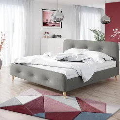 Garnero Arredamenti Letti Matrimoniali|Letti Matrimoniali-Letto matrimoniale 160x200 cm con rete a doghe imbottito grigio Dreama