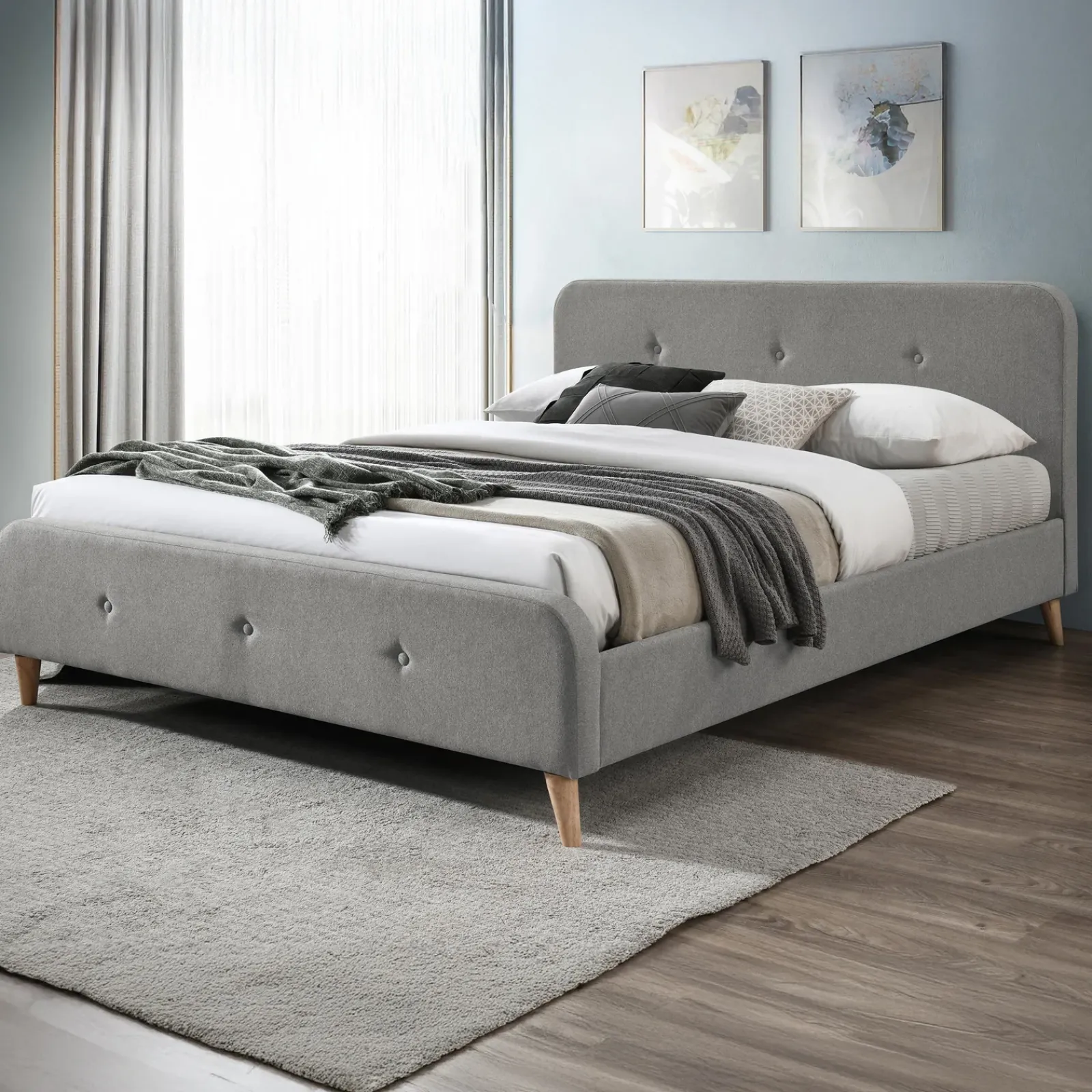 Garnero Arredamenti Letti Matrimoniali|Letti Matrimoniali-Letto matrimoniale 160x200 cm con rete a doghe imbottito grigio Dreama