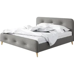 Garnero Arredamenti Letti Matrimoniali|Letti Matrimoniali-Letto matrimoniale 160x200 cm con rete a doghe imbottito grigio Dreama