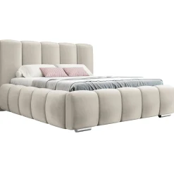 Garnero Arredamenti Letti Matrimoniali|Letti Matrimoniali-Letto matrimoniale 160x200 cm con rete contenitore imbottito beige Cometa Tessuto Paros Beige