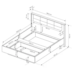 Garnero Arredamenti Letti Matrimoniali|Letti Matrimoniali-Letto matrimoniale 160x200cm contenitore quercia nero Smooty
