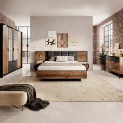 Garnero Arredamenti Letti Matrimoniali|Letti Matrimoniali-Letto matrimoniale 160x200cm contenitore quercia nero Smooty