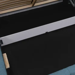 Garnero Arredamenti Letti Matrimoniali|Letti Matrimoniali-Letto matrimoniale 160x200cm con rete contenitore imbottito tessuto bouclé turchese Aluna Tessuto Abriamo Turchese