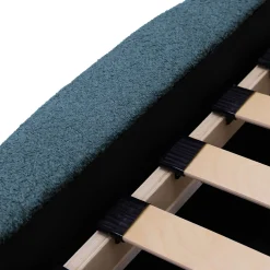 Garnero Arredamenti Letti Matrimoniali|Letti Matrimoniali-Letto matrimoniale 160x200cm con rete contenitore imbottito tessuto bouclé turchese Aluna Tessuto Abriamo Turchese