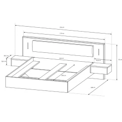 Garnero Arredamenti Letti Matrimoniali|Letti Matrimoniali-Letto matrimoniale 160x200cm con comodini grigio scuro bianco Allison