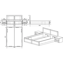 Garnero Arredamenti Letti Matrimoniali|Letti Matrimoniali-Letto matrimoniale 160x200cm con 2 comodini stile classico bianco opaco Friuli
