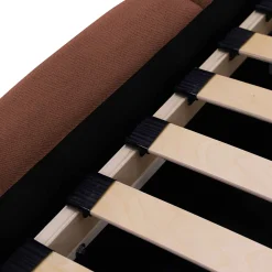 Garnero Arredamenti Letti Matrimoniali|Letti Matrimoniali-Letto matrimoniale 160x200cm con rete contenitore imbottito rosso mattone Aluna Tessuto Kronos Rosso Mattone