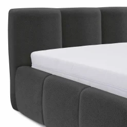 Garnero Arredamenti Letti Matrimoniali|Letti Matrimoniali-Letto matrimoniale 160x200cm con rete contenitore imbottito grigio scuro Aluna Tessuto Kronos Grigio Scuro