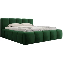 Garnero Arredamenti Letti Matrimoniali|Letti Matrimoniali-Letto matrimoniale 160x200cm con rete contenitore imbottito verde Aluna Tessuto Kronos Verde