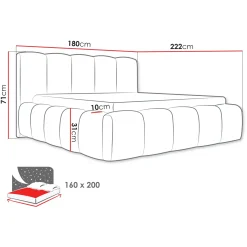 Garnero Arredamenti Letti Matrimoniali|Letti Matrimoniali-Letto matrimoniale 160x200cm con rete contenitore imbottito verde Aluna Tessuto Kronos Verde