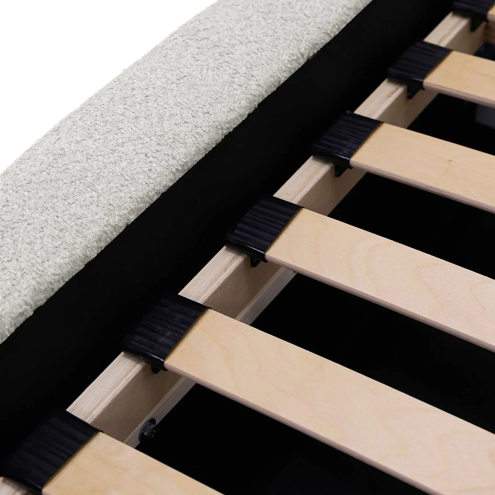 Garnero Arredamenti Letti Matrimoniali|Letti Matrimoniali-Letto matrimoniale 160x200cm con rete contenitore imbottito tessuto bouclé bianco Aluna Tessuto Abriamo Bianco